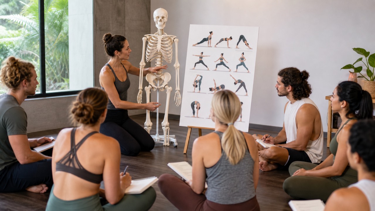 Yoga teacher training Australia anatomy alignment and heat safety lesson