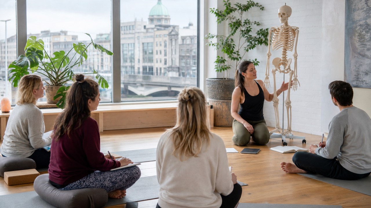 Students attending a 200 hour yoga teacher training course in Ireland