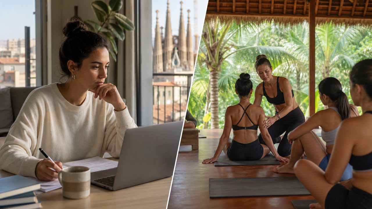 Spain vs Bali Hot Yoga Teacher Training Spanish student comparing Barcelona hot yoga training with YogaFX Bali