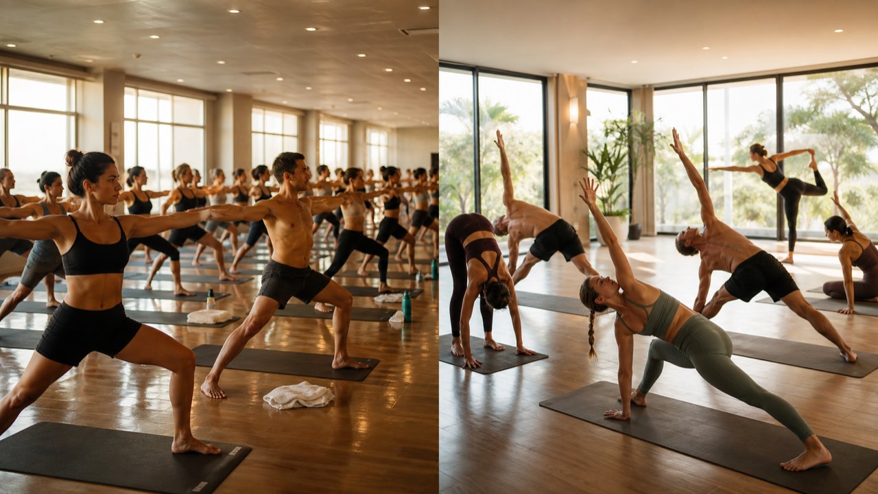 Difference between a synchronized Bikram Yoga class and varied hot yoga flow
