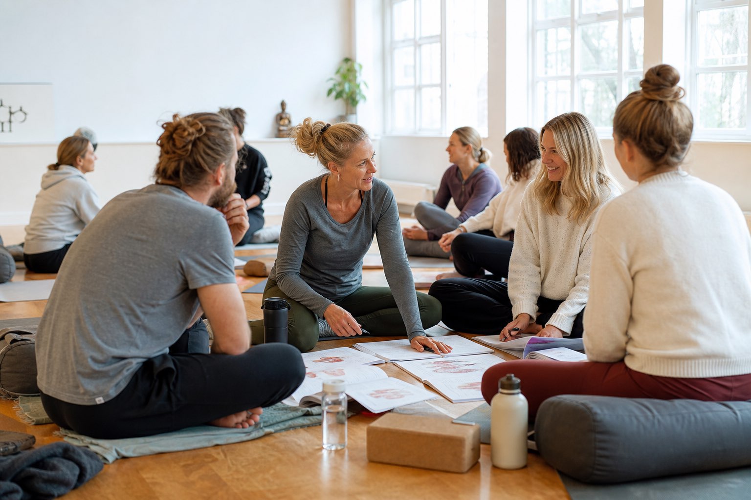 Yoga teacher training in Norway students attending an anatomy and teaching seminar
