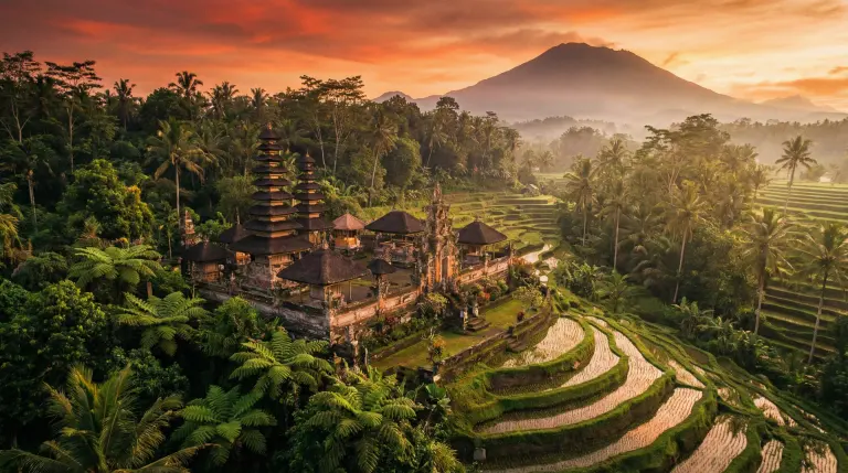 Beautiful Bali temple and tropical landscape Beautiful Bali temple and tropical landscape